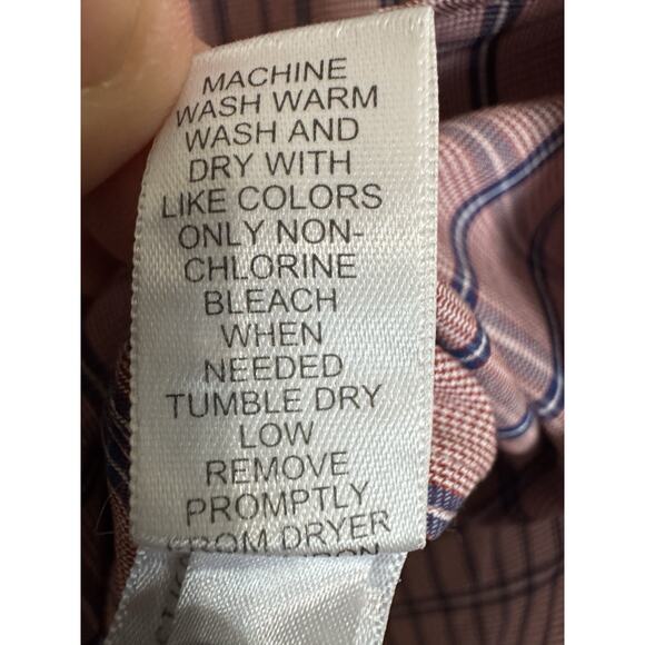 BANANA REPUBLIC Non-Iron Classic Fit Button-Up Shirt Sz L Pink Blue Plaid 2013 - Picture 6 of 7